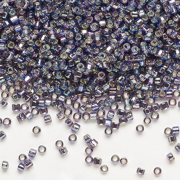 Seed bead, Dyna-Mites™, glass, pkg/40g, #11 round, translucent silver-lined rainbow purple, (71R:SR 11/0 SR). image number 0