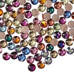 Flat back mix, Crystal Fire®, crystal, pkg/144, 4.60-4.80mm hotfix round, SS20, (2078HF), mixed colors.