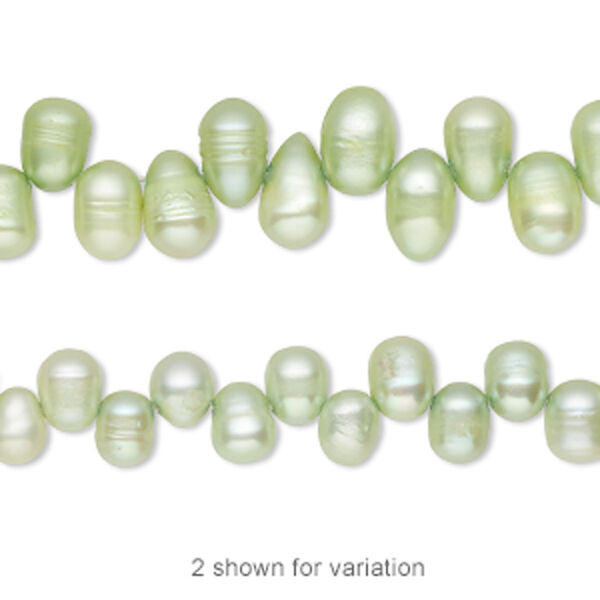 Pearl, cultured freshwater (dyed), aloe, 6x5mm-9x6mm top-drilled rice, D grade, Mohs hardness 2-1/2 to 4. Sold per 15-inch strand. image number 0
