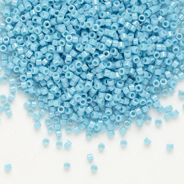 Seed bead, Delica®, glass, pkg/7.5g, #11 round, opaque glazed luster turquoise blue (DB-0218). image number 0