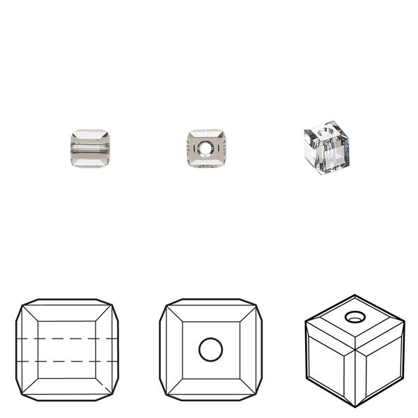 Bead 12pk black diamond, Crystal Passions® 4mm cube 5601 image number 0