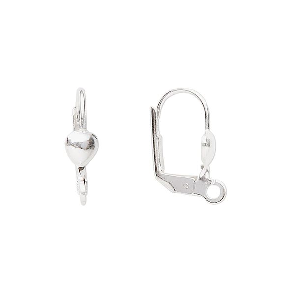 Ear wire leverback 1pkg2 sterling silver, 17mm / 5mm teardrop / closed loop, 1 pair image number 0