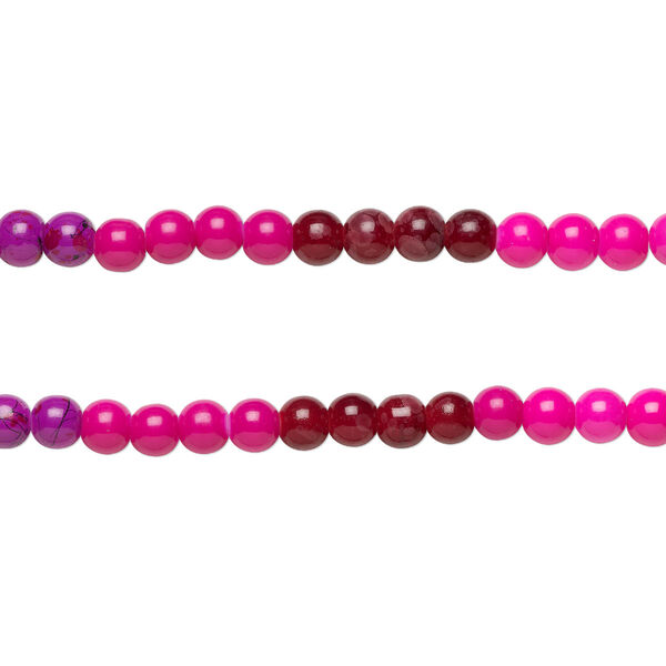 Bead, coated glass, opaque pink/ cranberry / fuchsia, 8-8.5mm round. Sold per pkg of (2) 7-inch strands, approximately 50 beads. image number 0