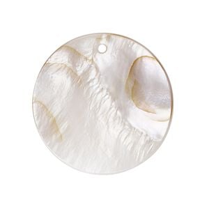 Focal, freshwater pearl shell (bleached), 32mm flat round, Mohs hardness 3-1/2. Sold per pkg of 2.