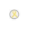 Bead, polymer clay, white / black / yellow, 14mm double-sided flat round with awareness ribbon. Sold per pkg of 30. image number 0
