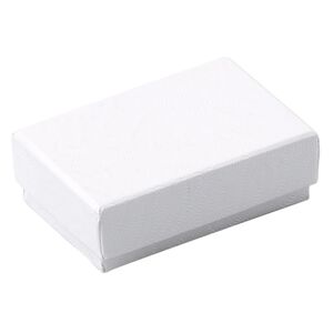 Box, paper, "cotton"-filled, white, 1-7/8 x 1-1/4 x 5/8 inch textured rectangle. Sold per pkg of 10.