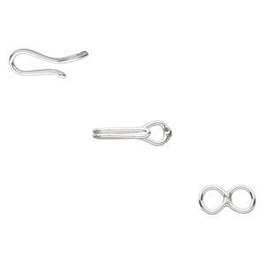 Clasp hook&eye 1pkg1 sterling silver, 20x5mm double wire, 20 gauge 1-strand