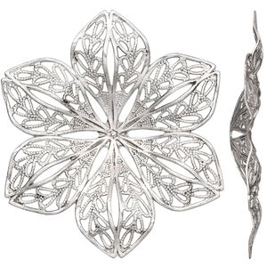 Focal, antique silver-finished brass, 42x42mm flower with cutout design. Sold per pkg of 4.