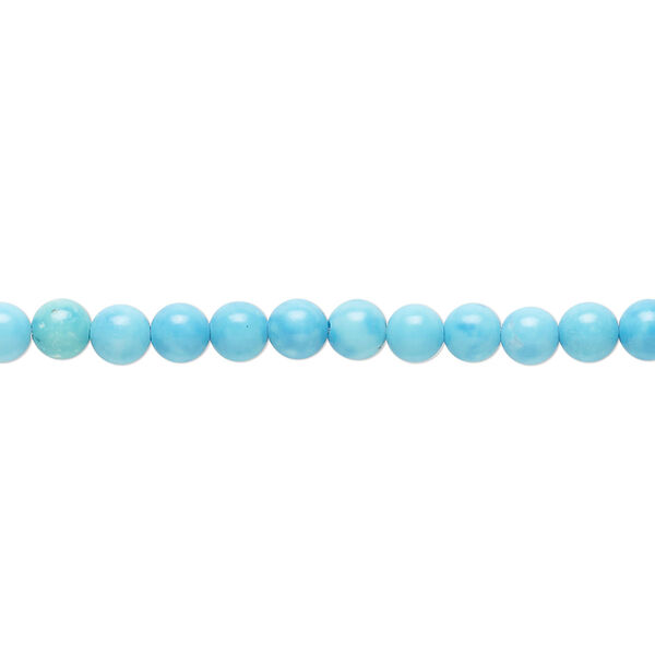 Bead, magnesite (dyed/stabilized), blue, 4mm round, B grade, Mohs hardness 3-1/2 to 4. Sold per 15-1/2 inch strand, approximately 100 beads. image number 0