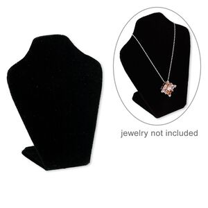 Display, necklace, velveteen, black, 6 x 4 x 2-1/2 inches, VELCRO®-style tab on back with adjustable angle. Sold individually.