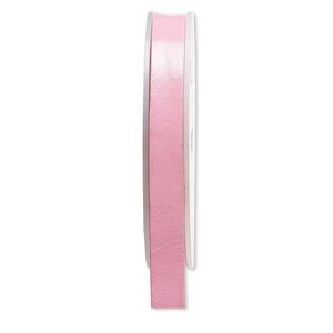 Cord, leather, pink, 12mm flat. Sold per 5-yard spool.
