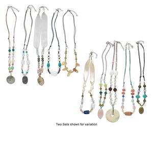 Multi-gemstone / steel / acrylic 1pkg5, multi-shape necklace mix 20 inch / lobster claw clasp
