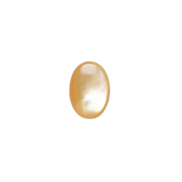 Cabochon, gold lip shell (natural), 14x10mm calibrated oval, Mohs hardness 3-1/2. Sold per pkg of 2. image number 0