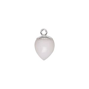 Pink opal / sterling silver 1pkg1, electroplated hand-cut acorn drop natural 9x8mm
