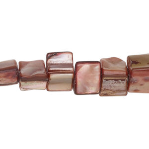 Mother-of-pearl shell 1pkg1, triangle tube bead 13 inch raspberry 7x6mm-14x8mm