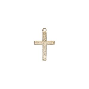 Drop, 14Kt gold-filled, 14x10mm single-sided flat cross with diamond design. Sold individually.