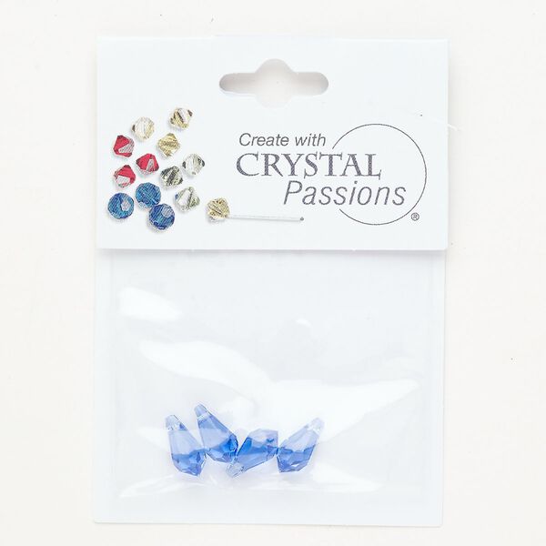 Briolette 1pkg4 sapphire, Crystal Passions®, 11x6mm pendant drop 6000 image number 0