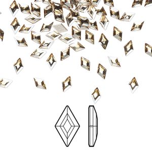 Flat back 24pk crystal golden shadow foil back, Crystal Passions® 5x3mm diamond 2773