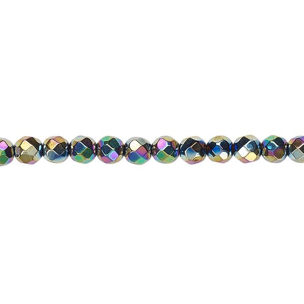 Hemalyke™ 1pkg1, rainbow titanium-coated faceted round bead 15.5-16 inch 4mm image number 0