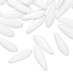 Bead 1pkg50 Czech pressed glass, opaque white, 15.5x5mm top-drilled dagger.
