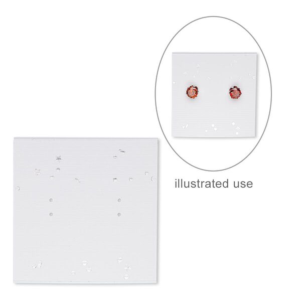 Earring card, paper, white with silver-colored confetti, 2x2-inch square. Sold per pkg of 100. image number 0