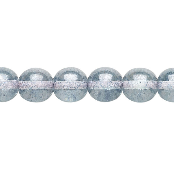 Bead, Czech glass druk, translucent blue luster, 10mm round. Sold per 15-1/2" to 16" strand. image number 0