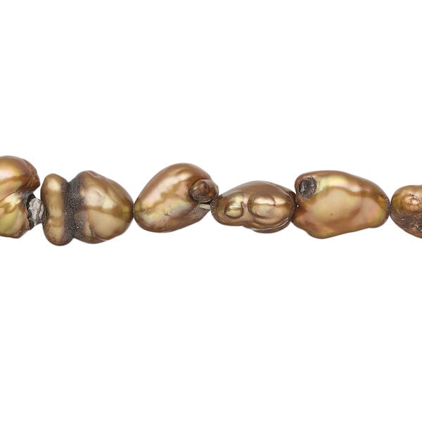 Freshwater pearl 1pkg1, freeform, 15 inch light antique gold 8x7mm-14x9mm cultured image number 0