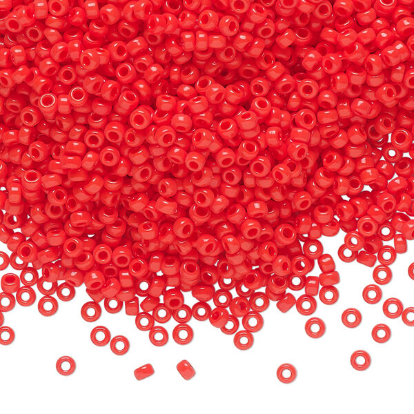 Seed bead, Miyuki, glass, pkg/25g, #11 rocaille, opaque vermillion red, (RR-407). image number 0