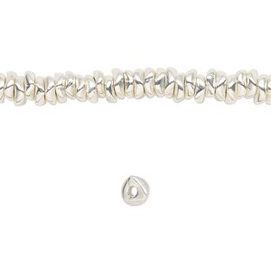 Bead, silver-finished "pewter" (zinc-based alloy), mini chip. Sold per 8-inch strand.