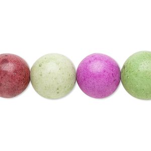 Bead, coated ceramic, multicolored, 11-14mm round. Sold per 15-inch strand.