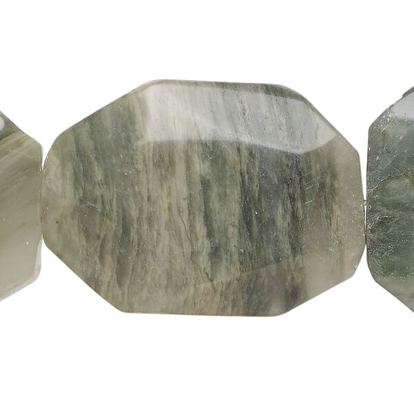 Green line jasper 1pkg1, faceted freeform bead natural, 15 inch 37x26mm-39x28mm image number 0