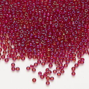 Seed bead, Preciosa Ornela Czech glass, pkg/50g, #11 rocaille, translucent rainbow garnet, (91120).