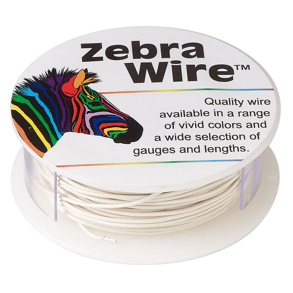 Wire, Zebra Wire™, color-coated copper, cream, round, 20 gauge. Sold per 15-yard spool. image number 0