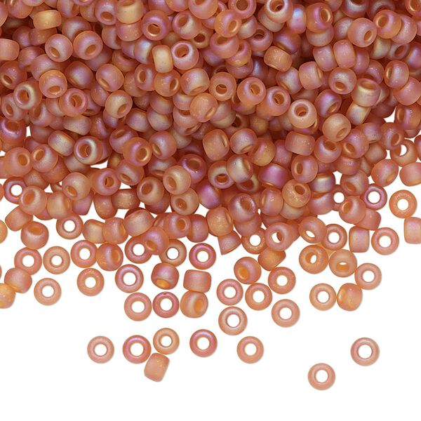 Seed bead, Miyuki, glass, pkg/250g, #8 rocaille, translucent matte rainbow topaz, (RR-133FR). image number 0