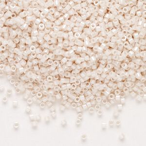 Seed bead, Delica®, glass, pkg/50g, #11 round, opaque glazed luster bisque white (DB-1530-1).