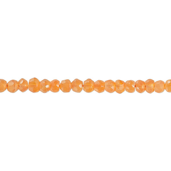Bead, carnelian (dyed / heated), light to medium, 3-4mm hand-cut faceted round, B+ grade, Mohs hardness 6-1/2 to 7. Sold per 14-inch strand, approximately 120 beads. image number 0