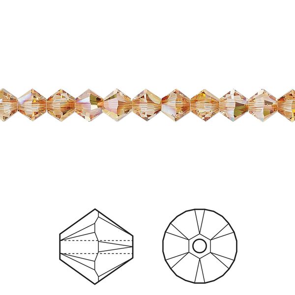 Bead 24pk crystal metallic sunshine, Crystal Passions® 5mm bicone 5328 image number 0