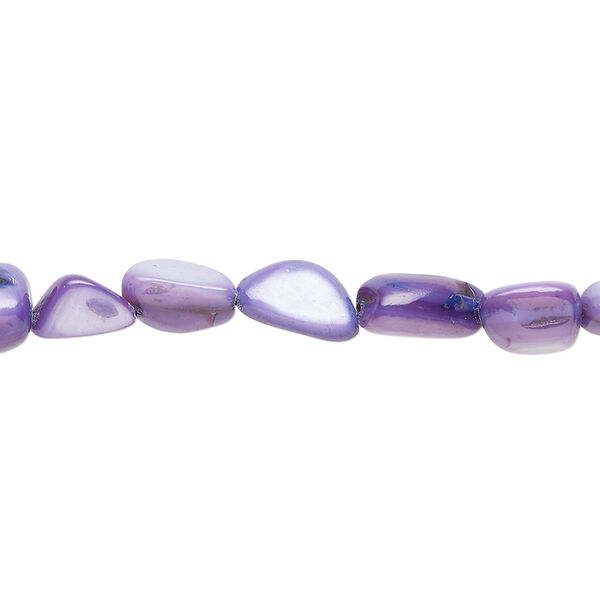 Bead, mother-of-pearl shell (dyed), lilac, small to large pebble, Mohs hardness 3-1/2. Sold per 30-inch strand. image number 0