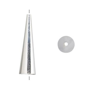 Cone, sterling silver, 25x7mm, 6.5mm inside diameter. Sold per pkg of 2.