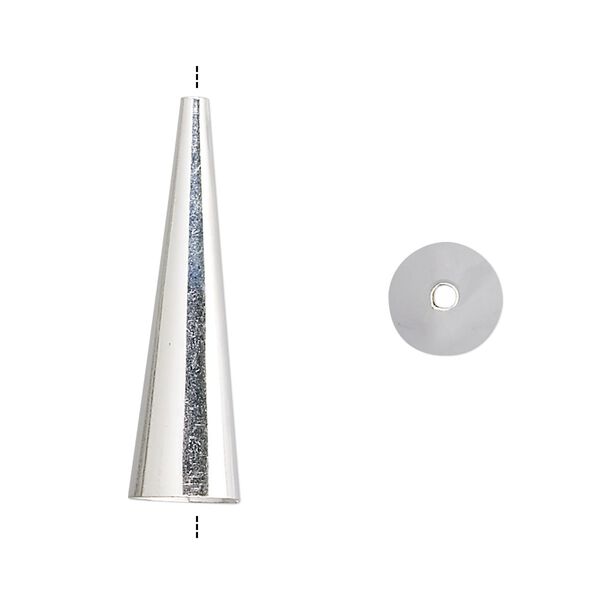 Cone, sterling silver, 25x7mm, 6.5mm inside diameter. Sold per pkg of 2. image number 0