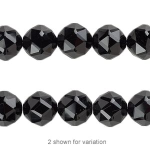 Black onyx 1pkg1, rose-cut round bead 8 inch 10mm