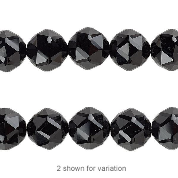 Black onyx 1pkg1, rose-cut round bead 8 inch 10mm image number 0