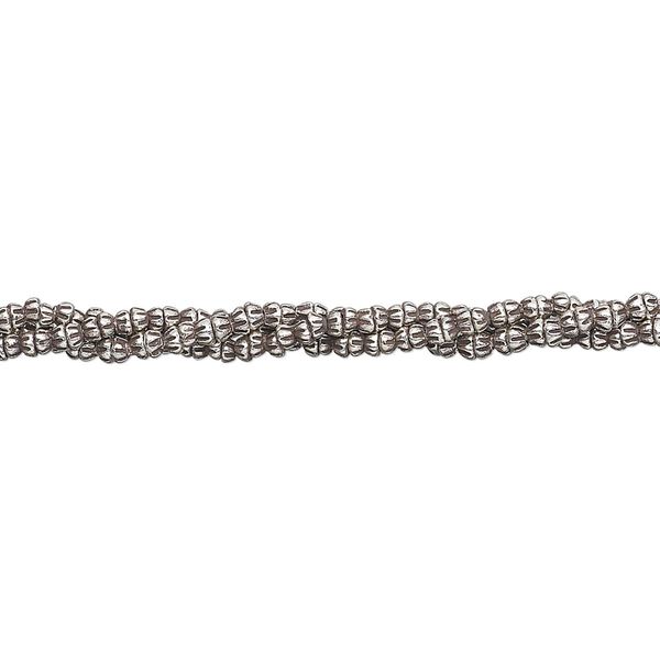 Bead, Hill Tribes, antiqued fine silver, 1x1mm cone. Sold per 16-inch strand. image number 0