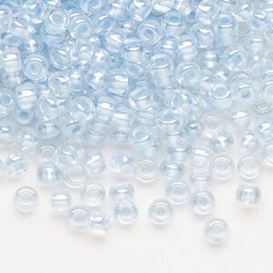 Seed bead, Preciosa Ornela Czech glass, pkg/500g, #6 rocaille, translucent color-lined luster pastel blue, (382PB).