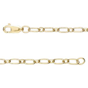 Chain, 14Kt gold-filled, 3.3mm oval long and short, 16 inches with lobster claw clasp. Sold individually.