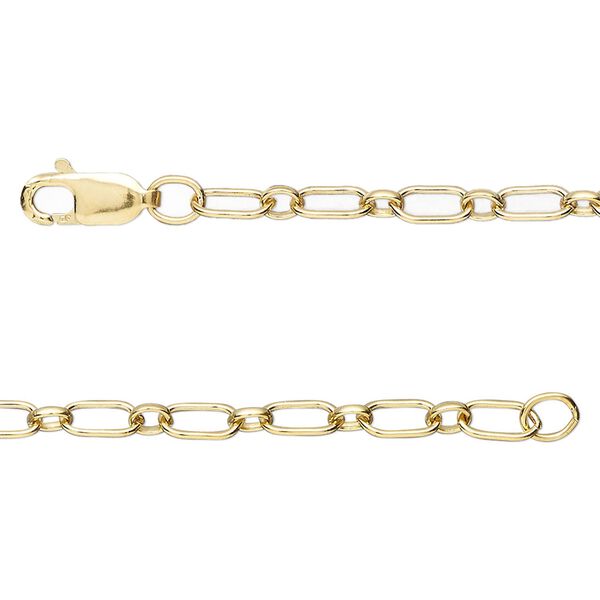 Chain, 14Kt gold-filled, 3.3mm oval long and short, 16 inches with lobster claw clasp. Sold individually. image number 0