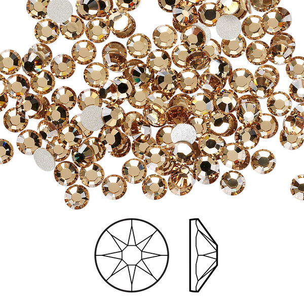 Flat back 144pk light Colorado topaz foil back, Crystal Passions® 3.8-4mm rose round SS16 2088 image number 0