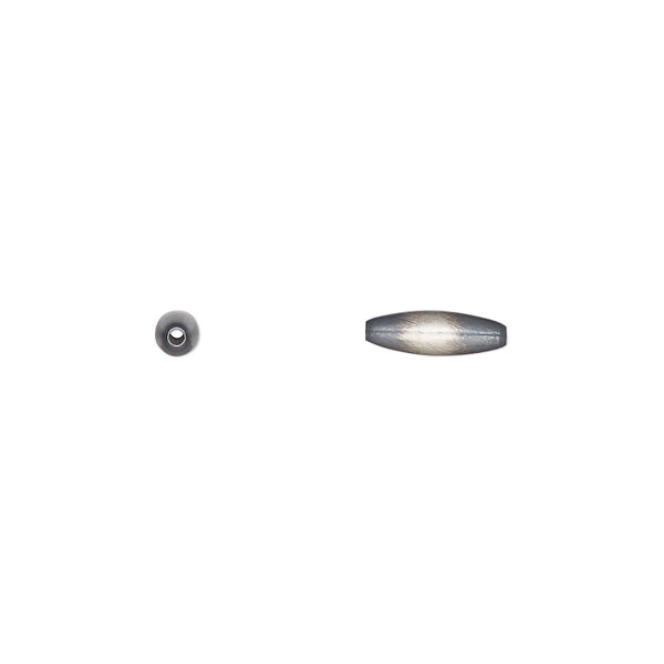 Bead, Navajo pearl style, brushed oxidized sterling silver, 9 x 3mm oval. Sold per pkg of 2. image number 0