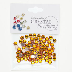 Flat back 1pkg144 tangerine, Crystal Passions&reg; rhinestone 4.60-4.80mm hotfix round SS20