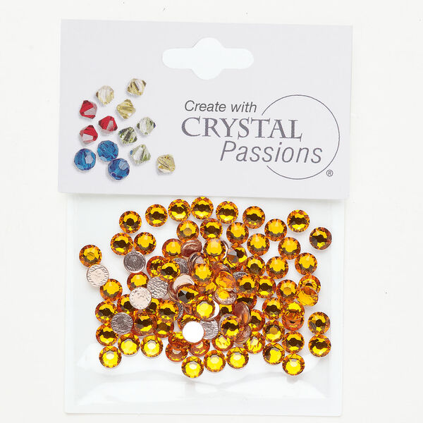 Flat back 1pkg144 tangerine, Crystal Passions&reg; rhinestone 4.60-4.80mm hotfix round SS20 image number 0